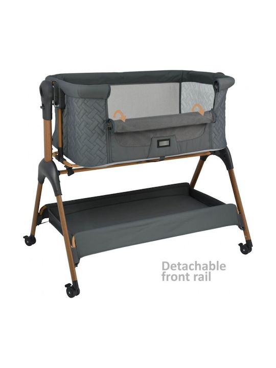 Bebe Stars Cradle with Mattress, Side Opening, and Wheels Gray