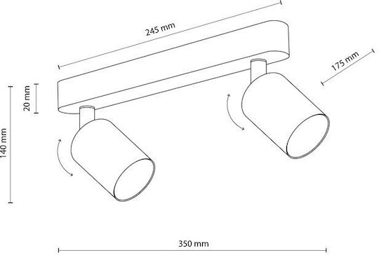 TK Lighting Διπλό Σποτ με Ντουί GU10 σε Μπεζ Χρώμα