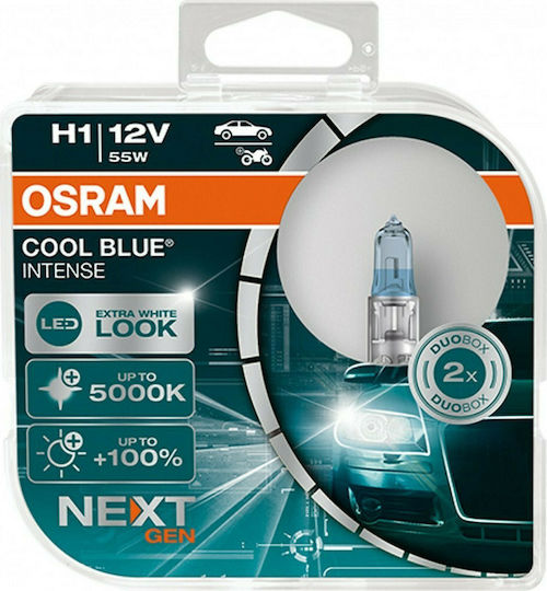 Osram Lamps Car Cool Blue Intense H4 Halogen 5000K Cold White 12V 60W 2pcs
