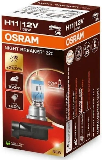 Osram Car Lamps Night Breaker H11 PGJ19-2 3700K Warm White 12V 55W 2pcs