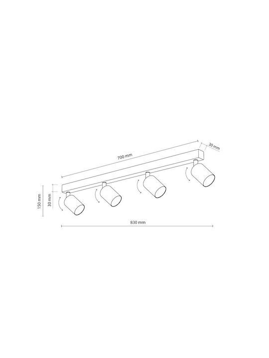 TK Lighting Σποτ με 10 Φώτα και με Ντουί GU10 σε Μαύρο Χρώμα