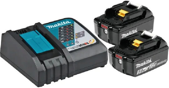 Makita Σετ 2 Μπαταριών Εργαλείου Λιθίου 18V Χωρητικότητας 5Ah με Φορτιστή DC18RC
