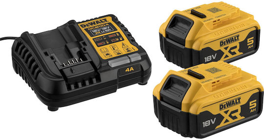 Dewalt Комплект 2 Батерии за Инструменти Литиеви 18V Капацитет 5Ах със Зарядно