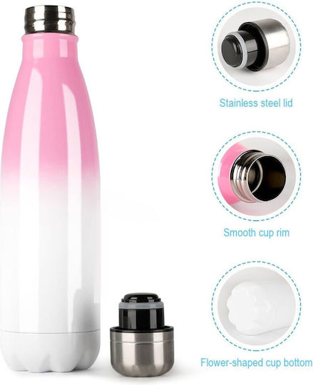 Koupakoupa Stitch Touch Me And I Will Bite You Recyclable Bottle Thermos Stainless Steel BPA Free 500ml Pink/white