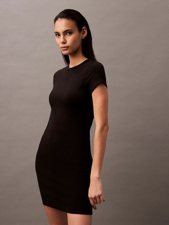 Summer Mini T-Shirt Knitted Black Dress