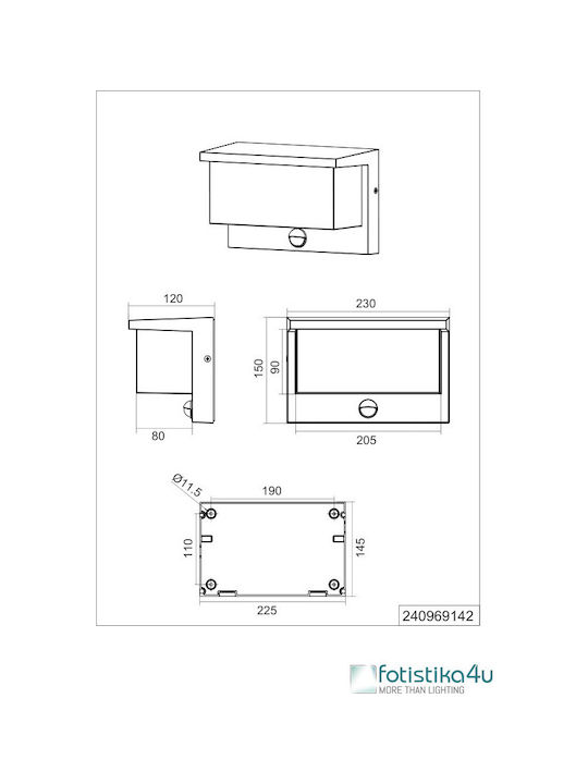Trio Lighting Iluminat Exterior Montat Pe Perete Cu Umbră 23x12x15cm