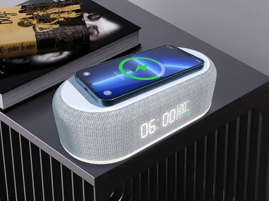 Verk Group Ceas Digital de Masă cu Alarmă & Încărcare Wireless Alb