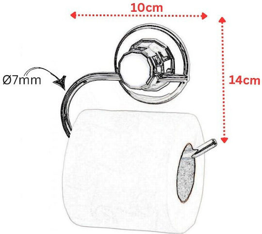 Tekno-tel Wall Mounted Paper Holder 10x9x14cm Thickness Ø7mm Load Capacity 12kg Chrome Plated Steel Extra Strong Suction Cup