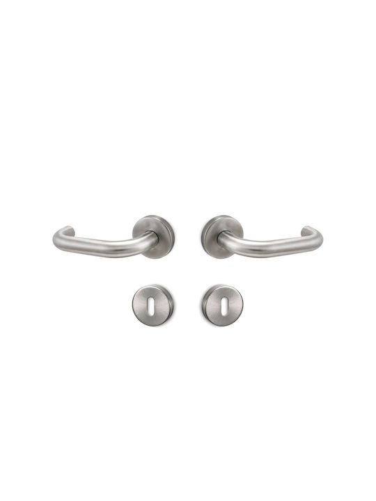 Door Lever Conset C1335 Rosette Stainless Steel Nickel Matte Bathroom Latch Pair Door Lever Conset C1335 Rosette Stainless Steel Nickel Matte Bathroom Latch Pair