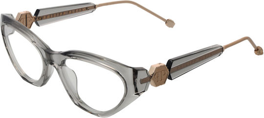 Philipp Plein Women's Prescription Eyeglass Frame Cat Eye Grey VPP069S 03GU