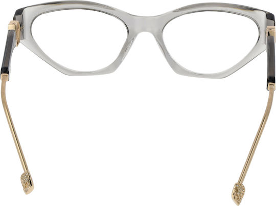 Philipp Plein Women's Prescription Eyeglass Frame Cat Eye Grey VPP069S 03GU