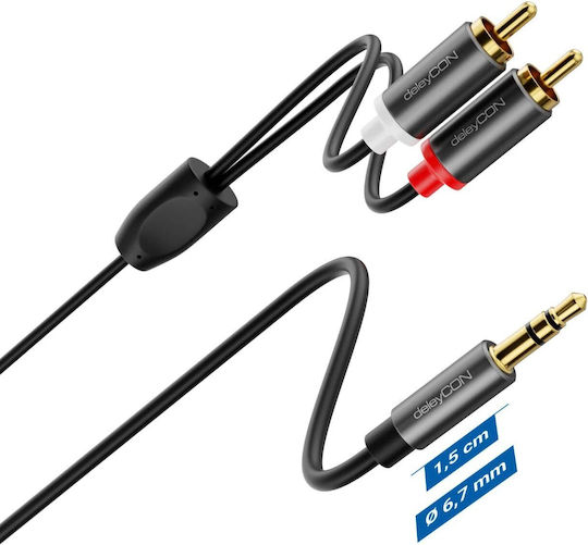 Deleycon Audio Converter Cable Mobile Phone Smartphone To Hifi Receiver 3.5mm Aux Jack To Rca Cinch 2m