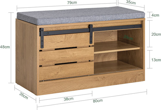 Eingangsmöbel mit Bank Brown 80x48x35cm