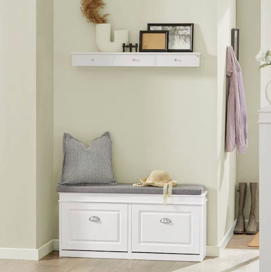 Entry Furniture with Shoe Rack & Bench White 104x52x24cm