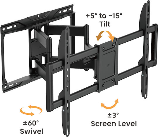 Powertech PT-1423 Wandhalterung für Fernseher bis 90" Silber