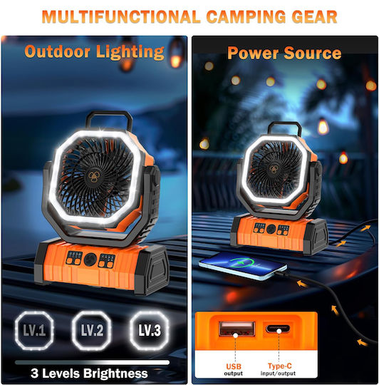 Powertech Mini Klimaanlage USB und Powerbank 15W Orange PT-1430