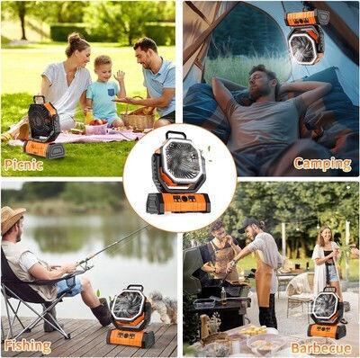 Powertech Mini Klimaanlage USB und Powerbank 15W Orange PT-1430