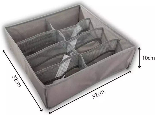 Fabric Clothing Storage Case for Clothes Underwear Socks Ties in Gray Colour 32x32x10cm