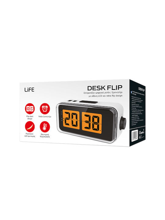 Life Desk Flip Επιτραπέζιο Ψηφιακό Ρολόι με Ξυπνητήρι Πορτοκαλί 221-0458