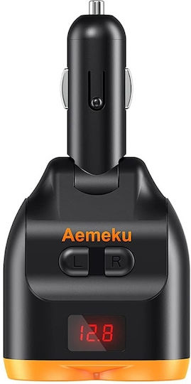 Verk Group Verk Group Autoladegerät 80W 4A Schnellladen mit 2xUSB-A 1xType-C 2xLeichter Eingebettetes Kabel und Voltmeter Schwarz
