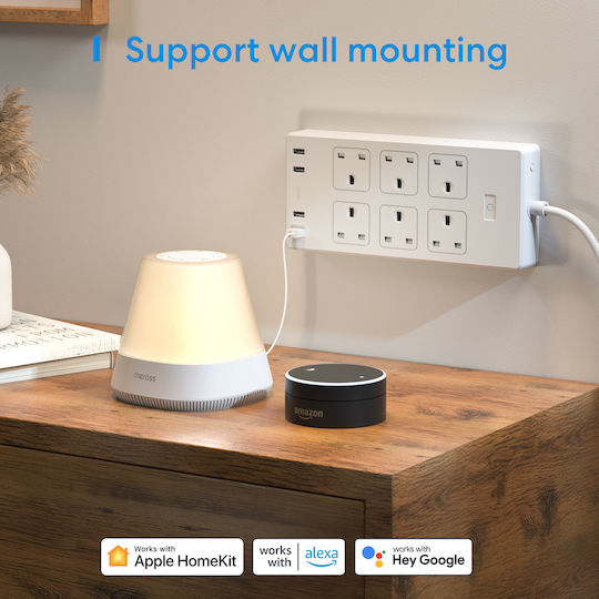 Meross Smart Πολύπριζο 6 Θέσεων με 4 USB-A και Διακόπτη