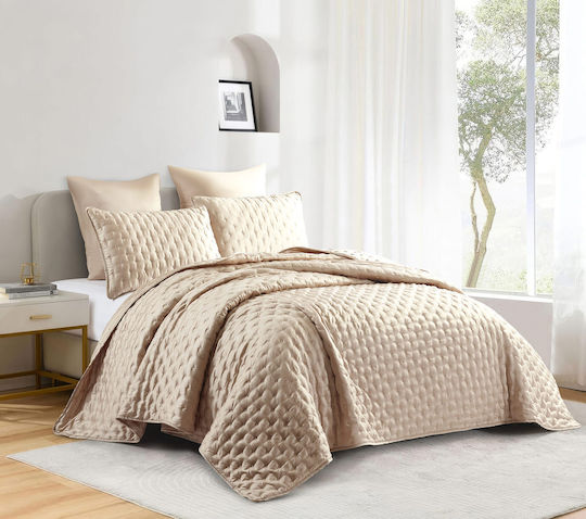 Liolios Home Подредба Покривало Кингсайз Бежов 250x240см