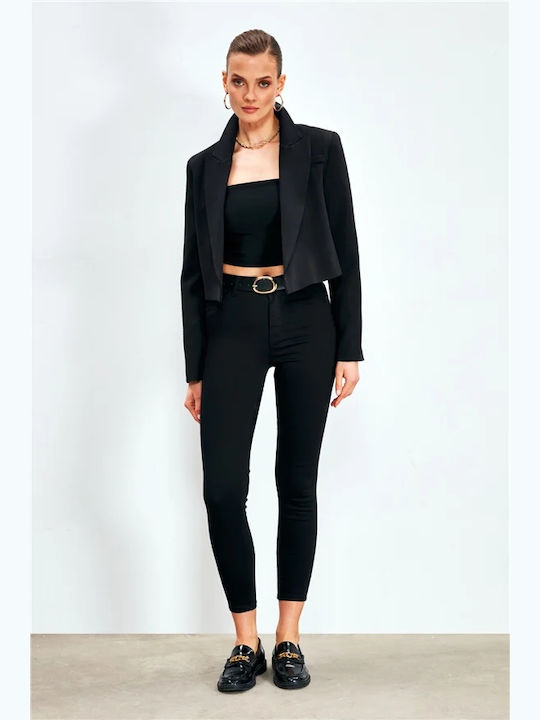 Women's Fabric Trousers Slim Fit Black