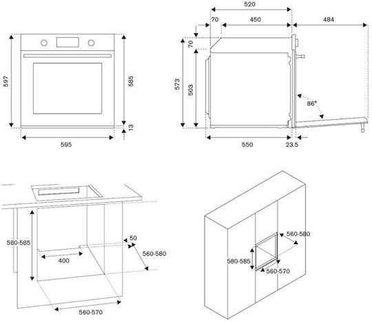 Bertazzoni Cuptor Deasupra Blatului 76lt L59.7cm.