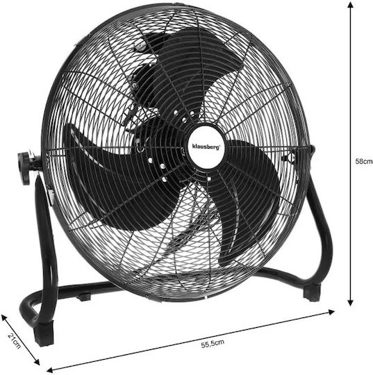 Klausberg Bodenventilator 100W Lüfterdurchmesser 45cm Schwarzer