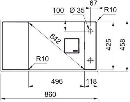 Franke Fresno Fsg 211-86 Υποκαθήμενος από Συνθετικό Γρανίτη Μ86xΠ45.8cm Matte Black