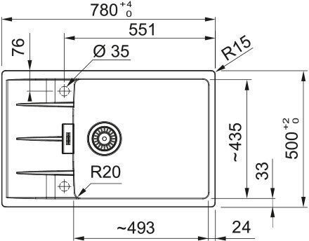Franke Cng 611-78 Ένθετος από Συνθετικό Γρανίτη Μ78xΠ50cm