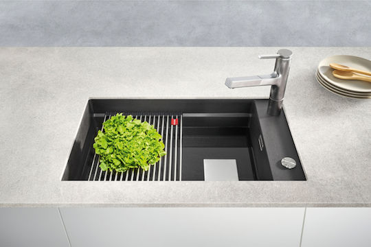 Franke Kubus 2 KNG 110-52 1250558530 Undermount Sink Synthetic Granite W76xD46cm Onyx