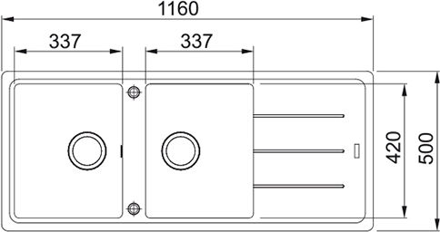 Franke Basis Bfg 621 Ένθετος από Συνθετικό Γρανίτη Μ116xΠ50cm