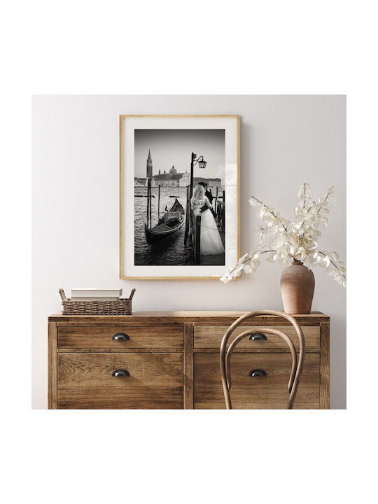Posters Married Couple in Venice Poster Black Wooden Frame Pine 15x20cm