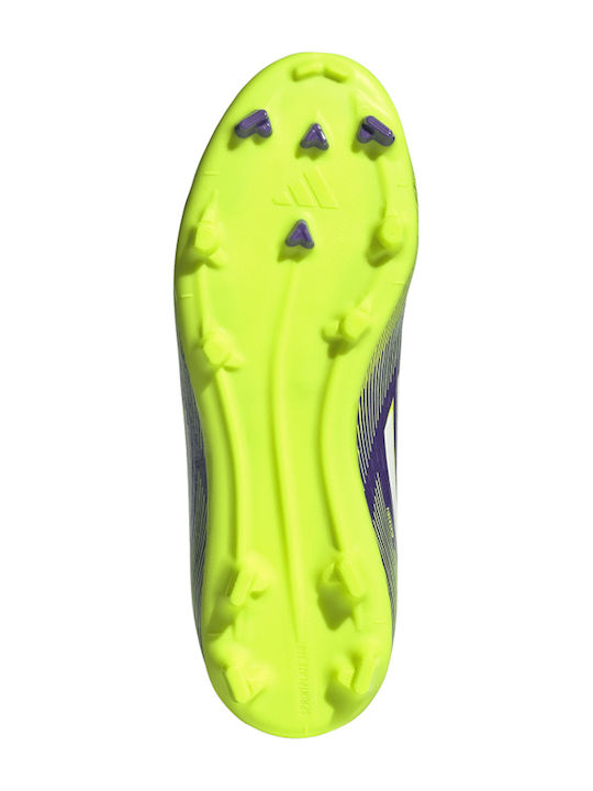 F50 League Mid MG Ghete De Fotbal Pentru Copii Cu Crampoane Violet Rush / Alb Nor / Lămâie Lucidă