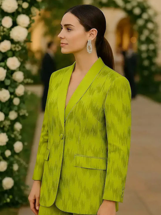 Enter Fashion Μακρύ Γυναικείο Σακάκι Πράσινο