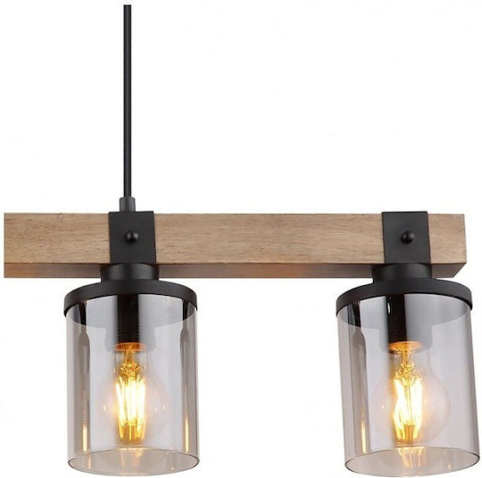 Globo Lighting Pendant Light Brown Rail for 4 Bulbs E27 73x10x133cm
