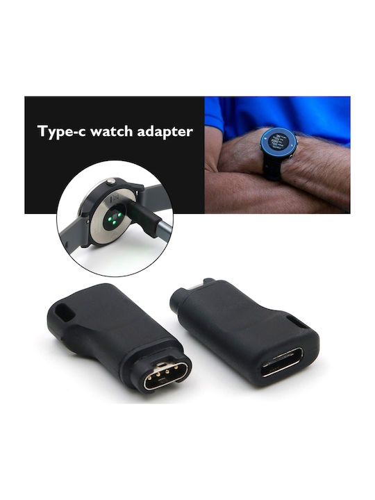 Adapter Φόρτισης Type C Μαύρο (Garmin Fenix 5 / 5x / 5s / 6 / 6X / 6S Pro / Venu)