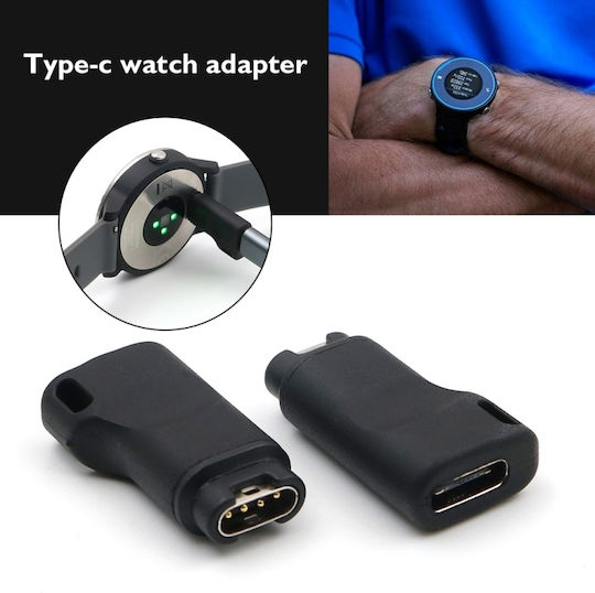 Adaptor Încărcare Type C Negru (Garmin Fenix 5 / 5x / 5s / 5s / 6 / 6X / 6S Pro / Venu)