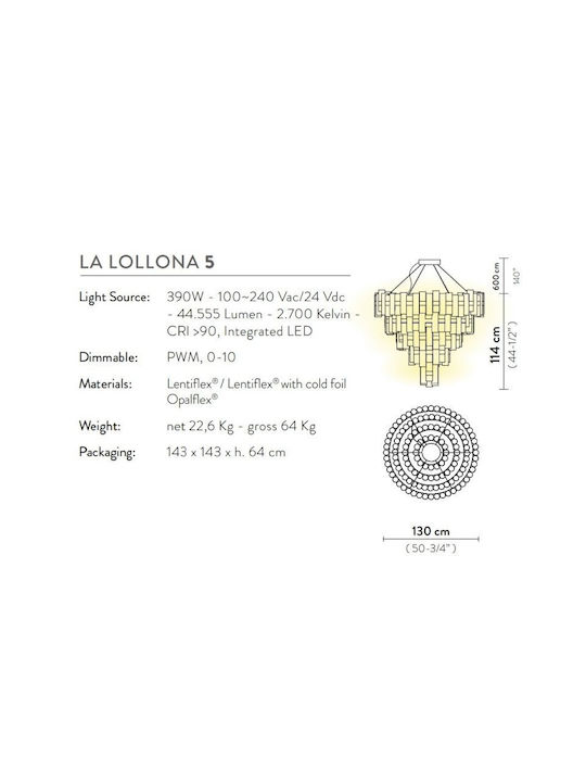 Slamp Chandelier LED Gold LALS5XLGLD06T00NMTEU