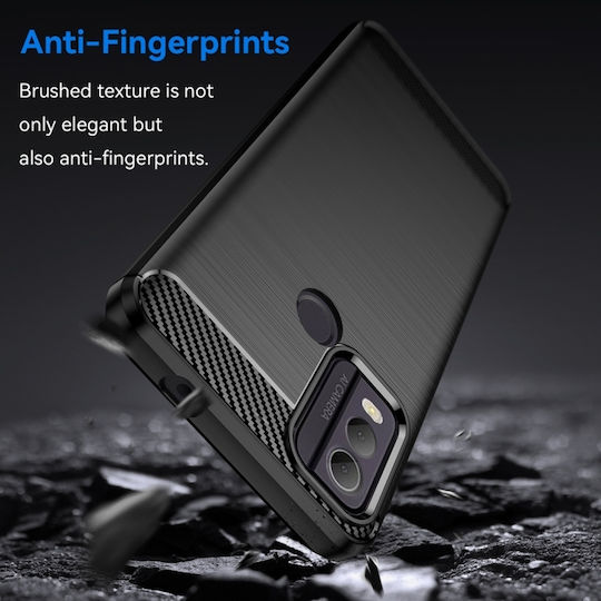 Carbon Fiber Umschlag Rückseite Schwarz (Nokia C22)