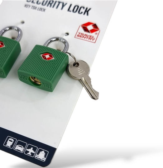 Forecast Padlock Brass with Key with TSA Certification Green 2pcs