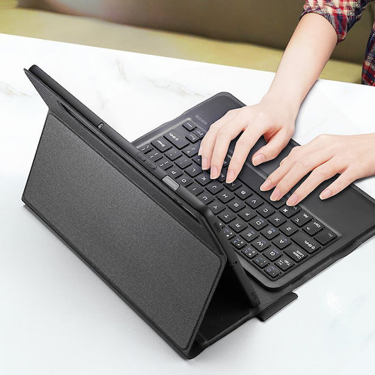 Dux Ducis Touchpad Flip Cover με Πληκτρολόγιο στα Αγγλικά US Μαύρη (Galaxy Tab S7)