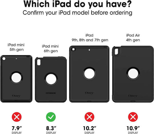 Otterbox Defender Задна Корица Издръжлива Черна iPad mini 2021 / mini 2024