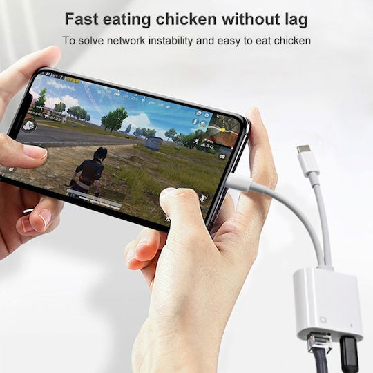 Convertor 3.5mm / USB-C masculin în Lightning / RJ-45 masculin Alb 1buc NA0023