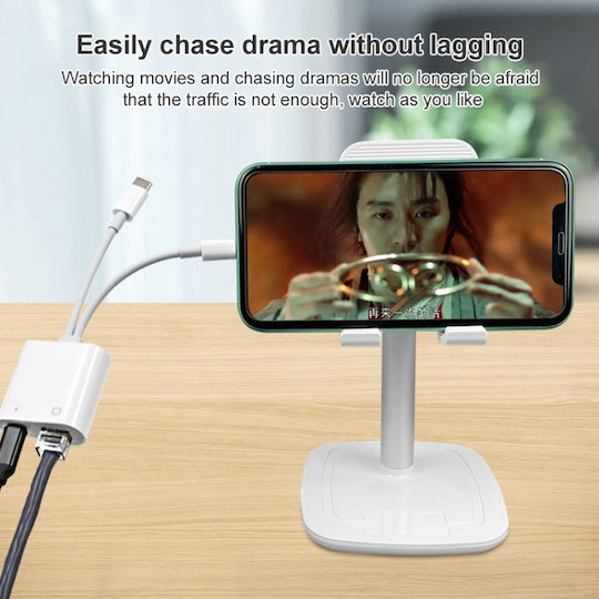 Convertor 3.5mm / USB-C masculin în Lightning / RJ-45 masculin Alb 1buc NA0023