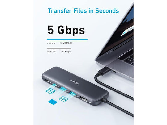 Anker 332 5-in-1 USB-C Docking Station with HDMI 4K PD Gray