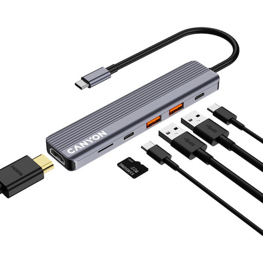 Canyon USB-C Docking Station with HDMI 4K PD Ethernet Grey