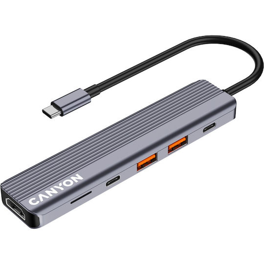 Canyon USB-C Docking Station with HDMI 4K PD Ethernet Grey