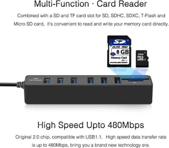 USB-Hub 6 Anschlüsse USB 3.0 mit USB-A Anschluss Weiß